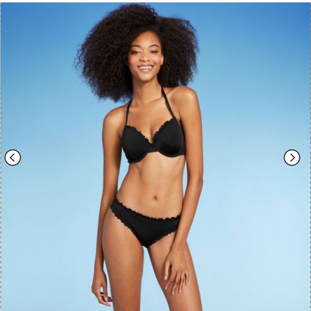 NEVER WORK Shade & Shore 2 piece black cross cross bikini set - Picture 4 of 8